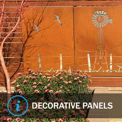 Black decorative metal screen with circle cutouts