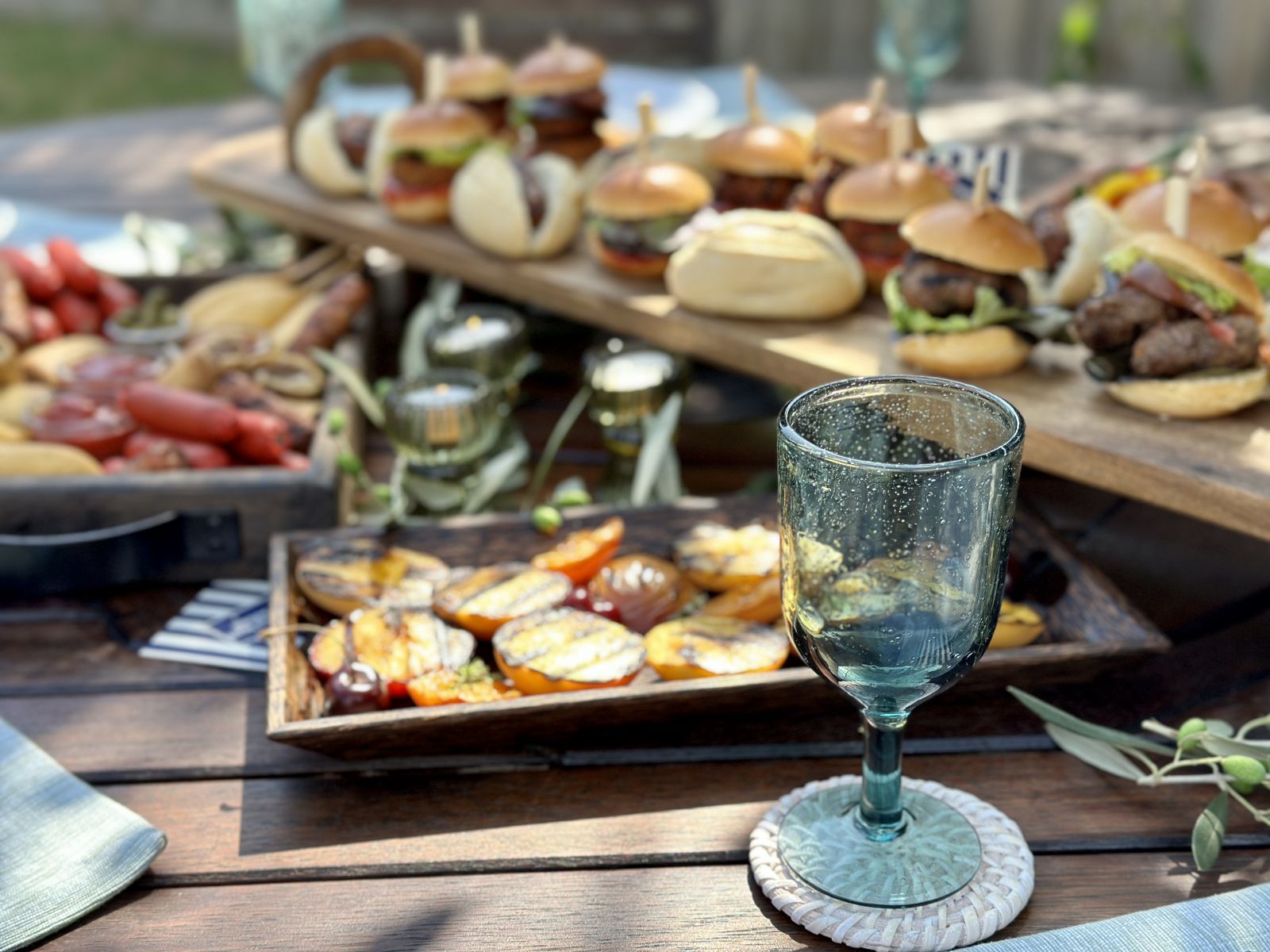 An outdoor table with nibbles