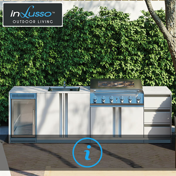 inLusso™ Integrato Outdoor BBQ Kitchen with Bar Fridge