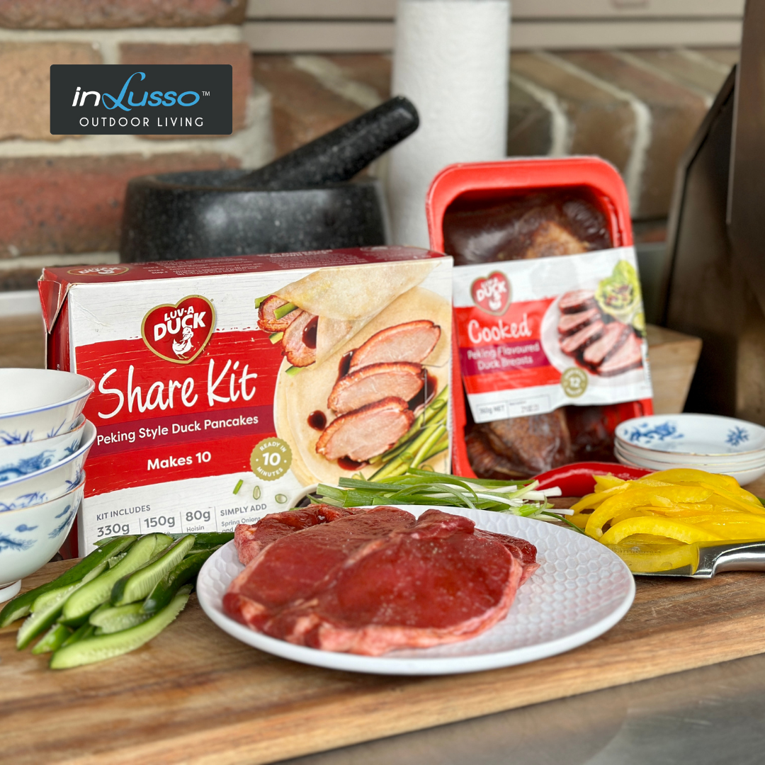 Luv-A-Duck peking style pancake share pack with marinated pork lions