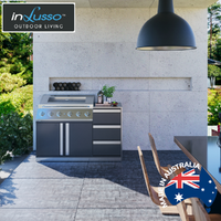 Integrato 1500 MM (W) BBQ : 1500 MM (W) x 735 MM (D) x 950 MM (H) - Notre Dame Grey w/. Stainless Steel Bench Top