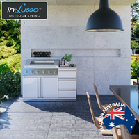 Integrato 1500 MM (W) BBQ : 1500 MM (W) x 735 MM (D) x 950 MM (H) - Horizon White w/. Stainless Steel Bench Top