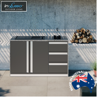 Linea 1500 MM (W) BBQ : 1500 MM (W) x 735 MM (D) x 950 MM (H) - Notre Dame Grey w/. Granix Grey Stone Bench Top - inbuilt BBQ