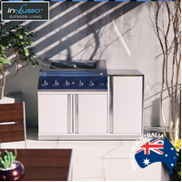 Integrato 1500 MM (W) BBQ : 1500 MM (W) x 735 MM (D) x 950 MM (H) - Horizon White w/. Stainless Steel Bench Top