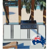 Integrato 2500 MM (W) BBQ : 2500 MM (W) x 735 MM (D) x 950 MM (H) - Horizon White w/. Stainless Steel Bench Top